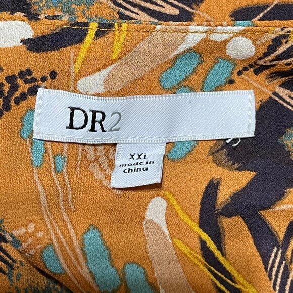DR2 Size 2X Tunic Top Blouse Orange Black V-Neck Fall Colors - Picture 4 of 7